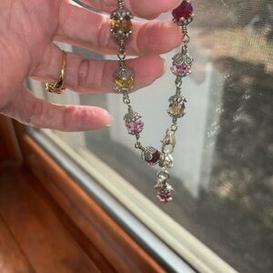 Brighton Multi-Color Glass Bead Bracelet – Silver Tone Filigree Accents